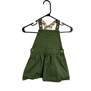 Mini Boden Kids Green Skirtall With Floral Straps 3-4Y 104cm Cotton Girls Overal